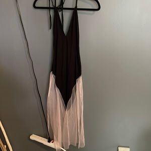 Mesh bottom halter dress